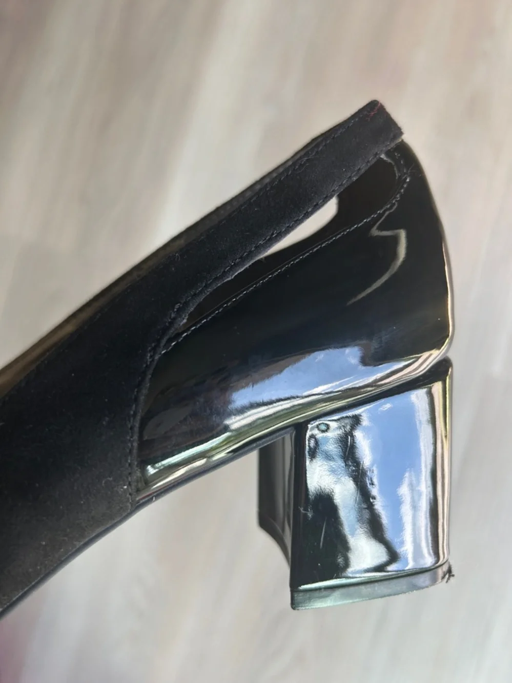 Bandolino Adderley Pumps 7.5M Black Faux Suede Pointed Toe Chunky Heel Vintage